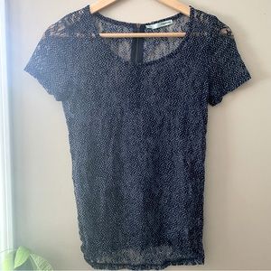 MAURICES | navy blue see through short sleeve